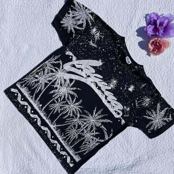 Laguna Other - Vintage Single Stitch Laguna Black & White Palm Trees & Night Sky Island Tee- XL